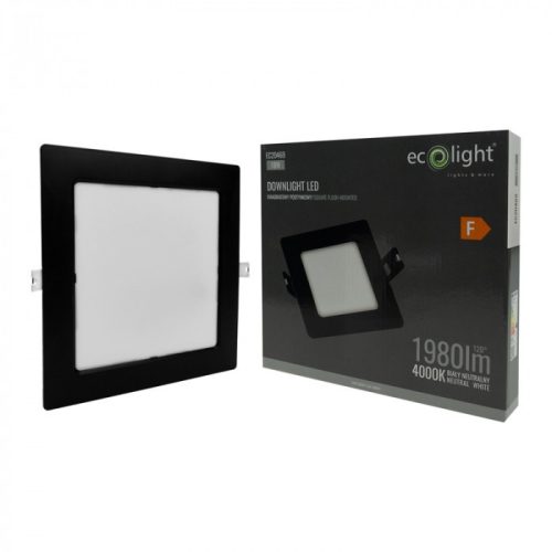 Beépíthető fekete LED panel 18W 1980lm 4000K 220x220mm IP20 négyzet - Eco Light