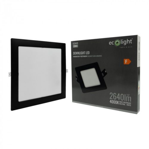 Beépíthető fekete LED panel 24W 2640lm 4000K 295x295mm IP20 négyzet - Eco Light