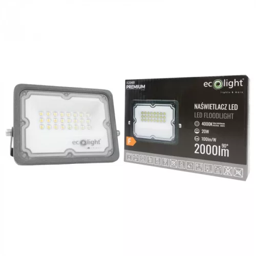 PRÉMIUM LED reflektor 20W 2000lm 4000K 90º 100lm/W 3 Év garancia