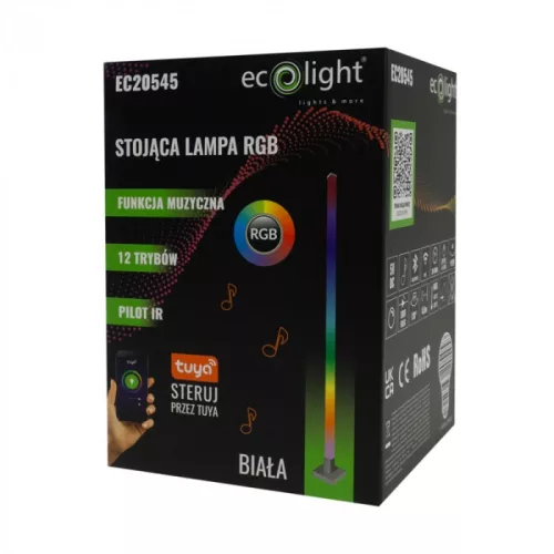 RGB fényoszlop állólámpa zene és app vezérléssel 150cm fehér talp