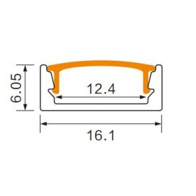 Eloxált alumínium, falon kívüli LED profil 2 méteres hosszban, konyhapult és bútorvilágításhoz.