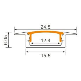 Fehér alumínium, bútorba süllyeszthető (marható) LED profil 2 méteres hosszban, takaróperemmel.