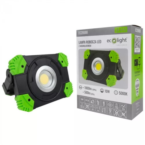LED munkalámpa akkumulátorral 10W 5000K 1000lm