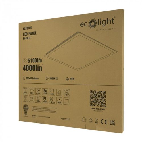60x60 LED panel 40W 5100lm/4000lm 3000K backlit-Eco Light