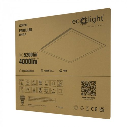 60x60 LED panel 40W 5100lm/4000lm 4000K backlit-Eco Light