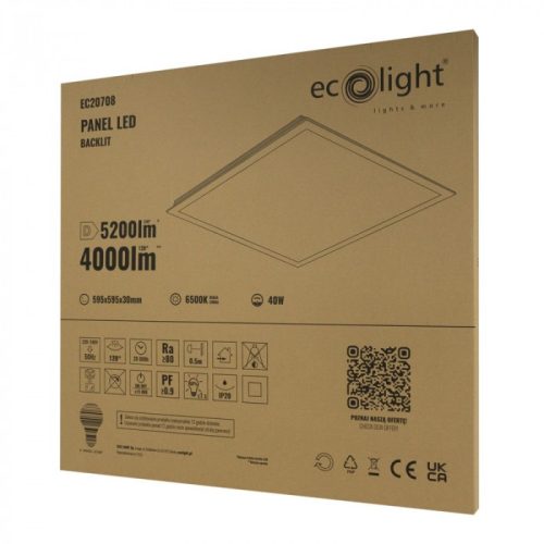 60x60 LED panel 40W 5100lm/4000lm 6500K backlit-Eco Light