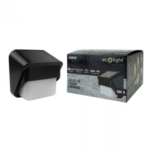 RGBW napelemes fali lámpa 8,5x8,5cm 600mAh beépített akkumulátorral