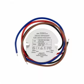 Kerek, 20W-os, 24V-os, IP67 vízálló LED tápegység, 60-as szerelvénydobozba építhető kivitelben