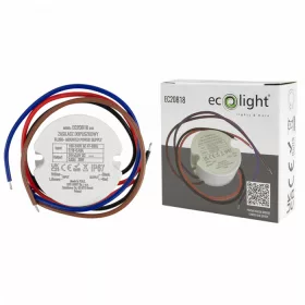 Kerek, 20W-os, 24V-os, IP67 vízálló LED tápegység, 60-as szerelvénydobozba építhető kivitelben