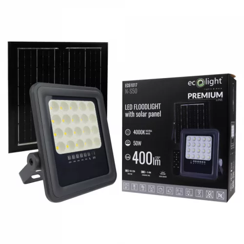 ABS LED napelemes reflektor 50W 400lm 4000K - Eco Light