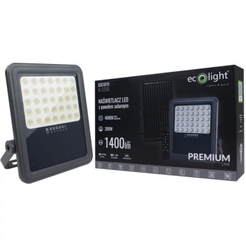 ABS LED napelemes reflektor 200W 1400lm 4000K - Eco Light
