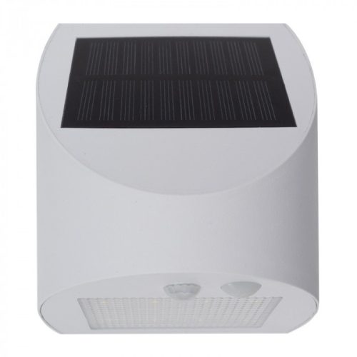 Fehér napelemes homlokzati lámpa mozgásérzékelővel 3W 300lm