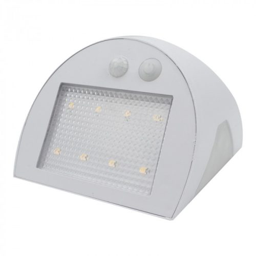 Fehér napelemes homlokzati lámpa mozgásérzékelővel 3W 300lm