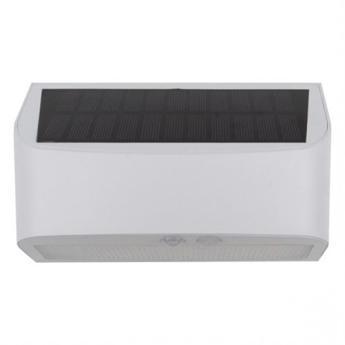 Fehér napelemes homlokzati lámpa mozgásérzékelővel 6W 600lm