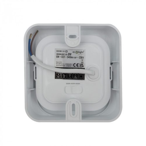 6W univerzális LED lámpa, a csomagban lévő szerelékekkel süllyesztett és falon kívüli szereléshez, négyzet