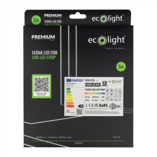 Prémium RGB+3000K COB LED szalag 24V 20W/m 896LED/méter IP20