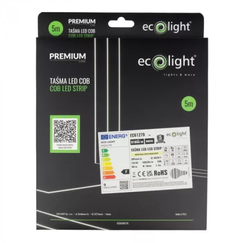 COB digitális LED szalag 12V 480 LED/m 9W/m 810lm/m 3000K