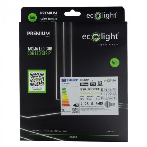 Bárhol vágható COB LED szalag 3000K 9W/m 480LED/m 24V IP20 - 5 év garancia