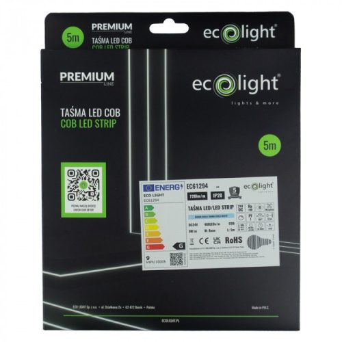 Bárhol vágható COB LED szalag 6000K 9W/m 480LED/m 24V IP20 - 5 év garancia