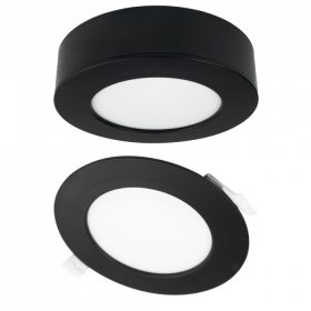 12W univerzális LED lámpa, a csomagban lévő szerelékekkel süllyesztett és falon kívüli szereléshez, fekete