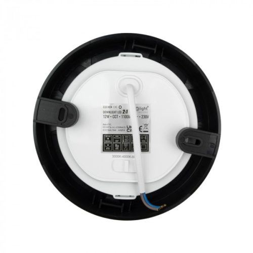 12W univerzális LED lámpa, a csomagban lévő szerelékekkel süllyesztett és falon kívüli szereléshez, fekete