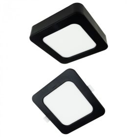 12W univerzális LED lámpa, a csomagban lévő szerelékekkel süllyesztett és falon kívüli szereléshez, négyzet alakú, fekete