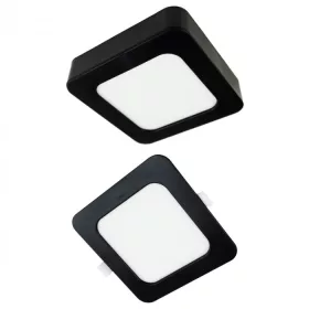 12W univerzális LED lámpa, a csomagban lévő szerelékekkel süllyesztett és falon kívüli szereléshez, négyzet alakú, fekete