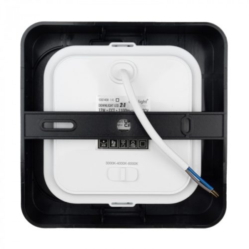 12W univerzális LED lámpa, a csomagban lévő szerelékekkel süllyesztett és falon kívüli szereléshez, négyzet alakú, fekete