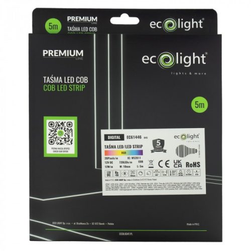 Prémium COB Digitális RGB LED szalag, ami pontmentes futófény és szivárvány effekteket hoz létre