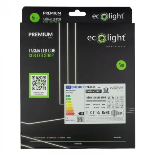 Vízálló (IP67), homogén, természetes fehér fényű COB Neon Flex LED szalag