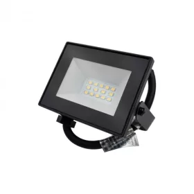 Fekete Ecolight 10W-os kültéri LED reflektor szenzor nélküli, kapcsolós kivitelben, hideg fehér fénnyel