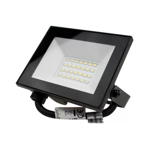 Fekete Ecolight 20W-os kültéri LED reflektor szenzor nélküli, kapcsolós kivitelben, természetes fehér fénnyel