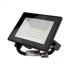 Fekete Ecolight 20W-os kültéri LED reflektor szenzor nélküli, kapcsolós kivitelben, hideg fehér fénnyel