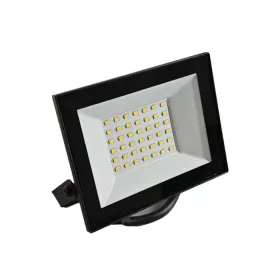 Fekete Ecolight 30W-os kültéri LED reflektor szenzor nélküli, kapcsolós kivitelben, hideg fehér fénnyel