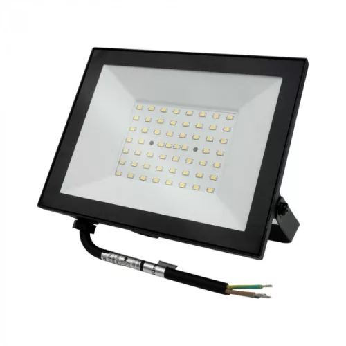 Nagy teljesítményű fekete Ecolight 50W kültéri LED reflektor szenzor nélküli kivitelben, természetes fehér színben