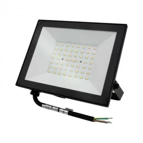 Nagy teljesítményű fekete Ecolight 50W kültéri LED reflektor szenzor nélküli kivitelben, hideg fehér színben