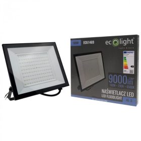 Nagy teljesítményű fekete Ecolight 100W kültéri LED reflektor szenzor nélküli kivitelben, hideg fehér színben
