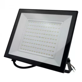 Nagy teljesítményű fekete Ecolight 100W kültéri LED reflektor szenzor nélküli kivitelben, hideg fehér színben