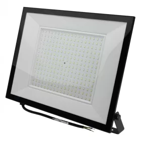 Nagy teljesítményű fekete Ecolight 200W kültéri LED reflektor szenzor nélküli kivitelben, természetes fehér színben