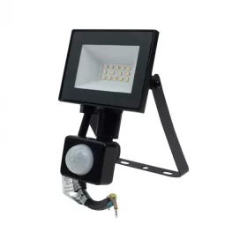 Fekete színű Ecolight 10W-os kültéri mozgásérzékelős LED reflektor