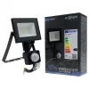 Fekete színű Ecolight 10W-os kültéri mozgásérzékelős LED reflektor