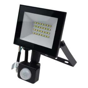 Fekete színű Ecolight 20W-os kültéri mozgásérzékelős LED reflektor Természetes színű