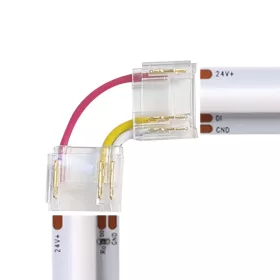 Kétoldalas, digitális LED sarok gyorscsatlakozó 12mm széles RGB, RGBW és RGB CCT LED szalagokhoz