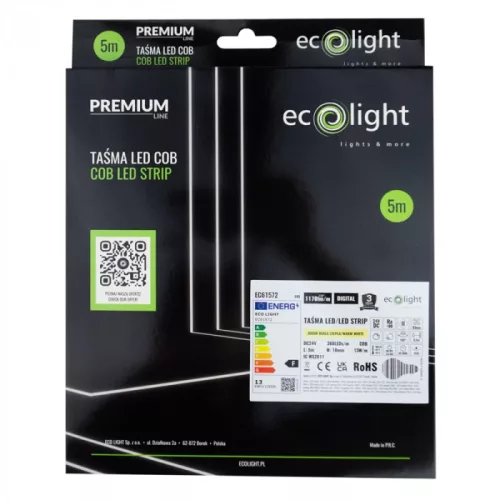 24V-os Prémium COB Digitális LED szalag 3000K meleg fehér fénnyel, ami pontmentes futófény effekteket hoz létre