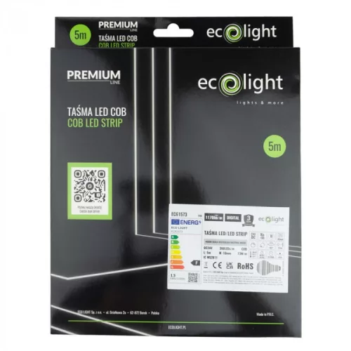 24V-os Prémium COB Digitális LED szalag 4000K természetes fehér fénnyel, ami pontmentes futófény effekteket hoz létre