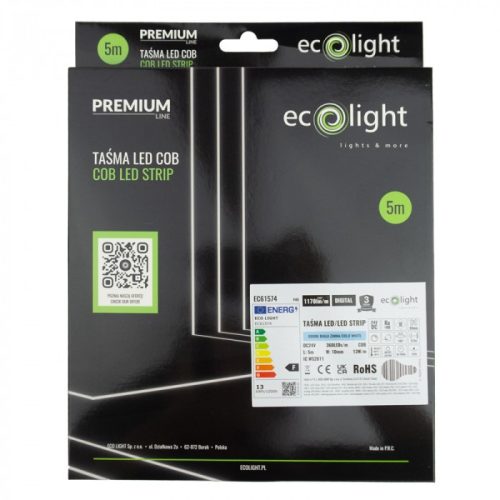 24V-os Prémium COB Digitális LED szalag 6000K hideg fehér fénnyel, ami pontmentes futófény effekteket hoz létre