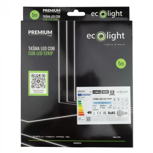 24V-os Prémium COB Digitális LED szalag 6000K hideg fehér fénnyel, ami pontmentes futófény effekteket hoz létre