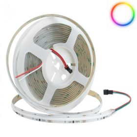 Prémium COB Digitális RGB LED szalag, erős fénnyel, ami pontmentes futófény és szivárvány effekteket hoz létre
