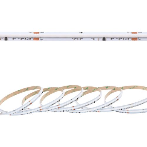 Prémium COB Digitális RGB LED szalag, erős fénnyel, ami pontmentes futófény és szivárvány effekteket hoz létre