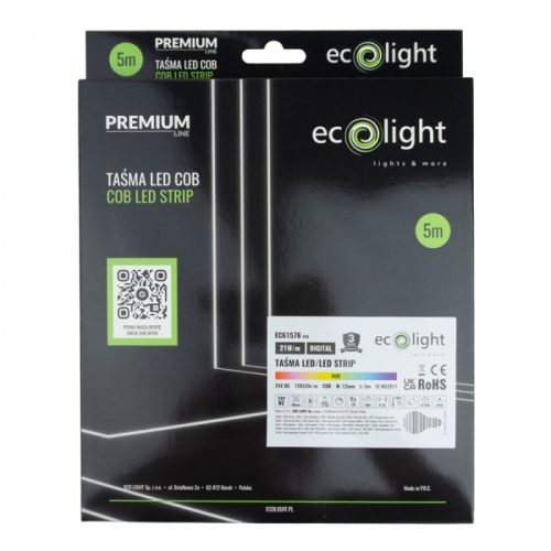 Prémium COB Digitális RGB LED szalag, erős fénnyel, ami pontmentes futófény és szivárvány effekteket hoz létre